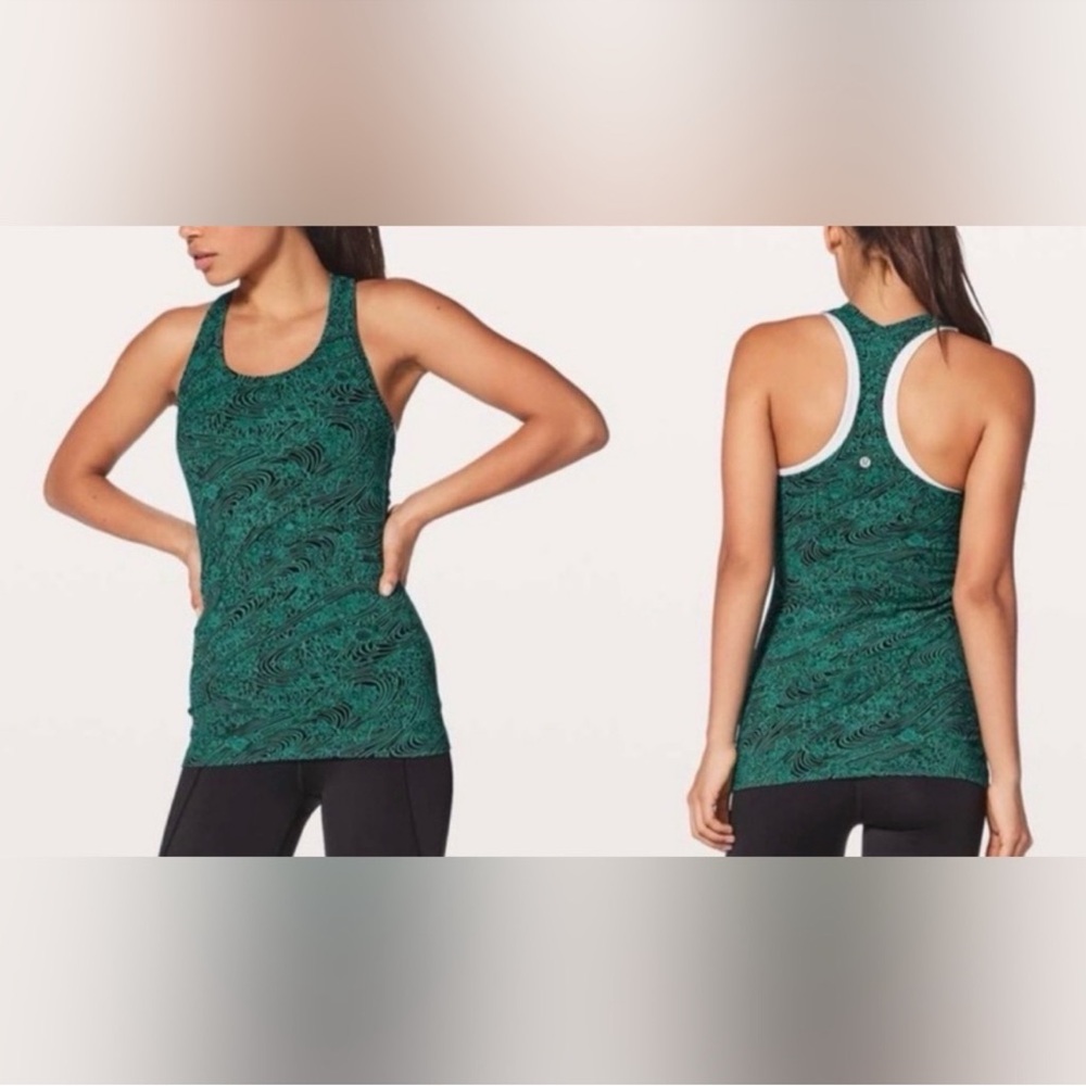 Women's Lululemon Cool Racerback II Sz 10 In Kitakami
Viridian Green/Black